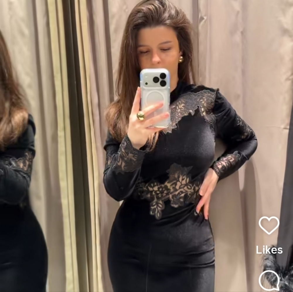 Zara Velvet Lace Dress - Picture 10 of 15